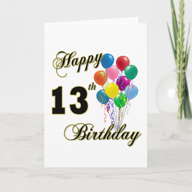 Alles Gute zum 13. Geburtstag und Geburtstagskleid Karte (Vorderseite)
