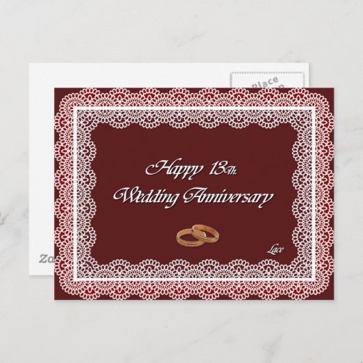 Alles Gute zum 13. Hochzeitstag Postkarte (Vorne/Hinten)