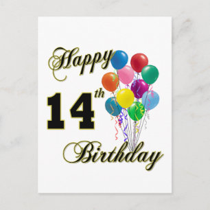 Alles Gute zum 14. Geburtstag und Geburtstagskleid Postkarte
