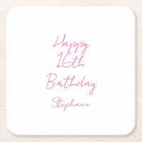 Alles Gute zum 16. Geburtstag Pink White Sechzehnt