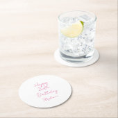 Alles Gute zum 16. Geburtstag Pink White Sechzehnt Runder Pappuntersetzer (Vor Ort)