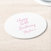 Alles Gute zum 16. Geburtstag Pink White Sechzehnt Runder Pappuntersetzer (Angewinkelt)