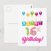 Alles Gute zum 16. Geburtstag Postkarte (Vorne/Hinten)