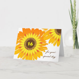 Alles Gute zum 16. Geburtstag, Sonnenblumen Design Karte