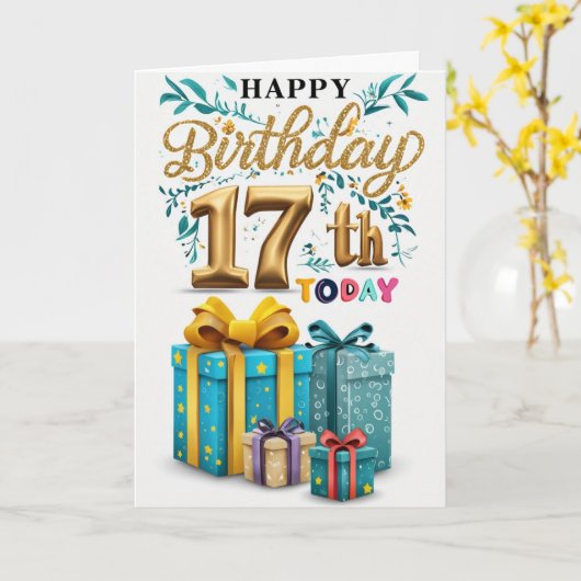 Alles Gute zum 17. Geburtstag Karte (Gelbe Blume)