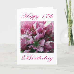 Alles Gute zum 17. Geburtstag Rosa und Grüne Blume Karte
