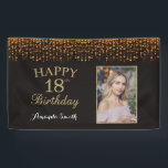 Alles Gute zum 18. Geburtstag! Gold Glitzer Foto Banner<br><div class="desc">Alles Gute zum 18. Geburtstag Banner für Damen oder Herren. Black and Gold Geburtstagsparty Banner. Gold Glitzer Confetti. Schwarze und weiße Streifen. Printable Digital. Für weitere Anpassungen klicken Sie bitte auf die Schaltfläche "Anpassen" und verwenden Sie unser Designwerkzeug,  um diese Vorlage zu ändern.</div>