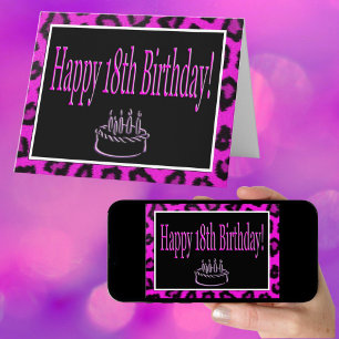 Alles Gute zum 18. Geburtstag mit heißen rosa Leop Karte