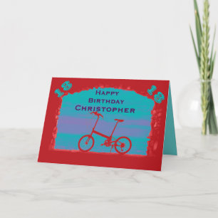 Alles Gute zum 18. Geburtstag, Name, Rotes Fahrrad Karte