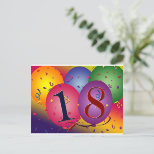 Alles Gute zum 18. Geburtstag! Postkarte (Stehend Vorderseite)