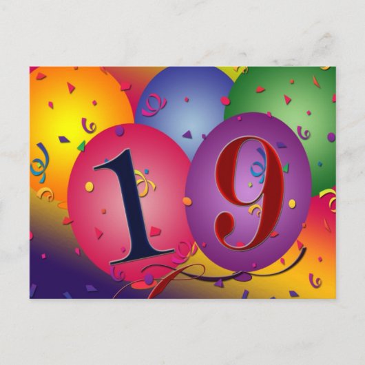 Alles Gute zum 19. Geburtstag Postkarte (Vorderseite)