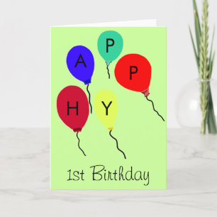 Alles Gute zum 1. Geburtstag Bunte Luftballons JED Karte