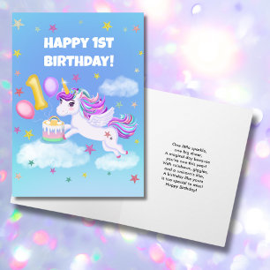 Alles Gute zum 1. Geburtstag Einhorn mit Geburtsta Karte