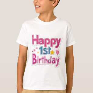 Alles Gute zum 1. Geburtstag – Farbdesign Rosa T-Shirt