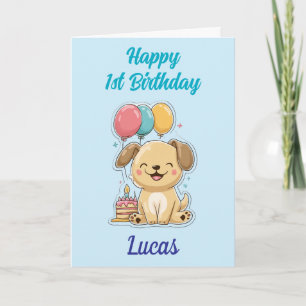 Alles Gute zum 1. Geburtstag, Junge, Niedliche Wel Karte