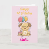 Alles Gute zum 1. Geburtstag, Mädchen, glückliche  Karte (Vorderseite)