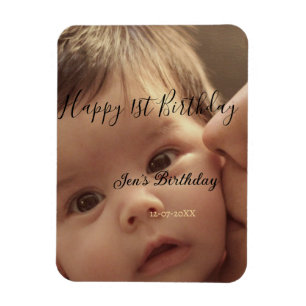 Alles Gute zum 1. Geburtstag Name Foto Datum stilv Magnet