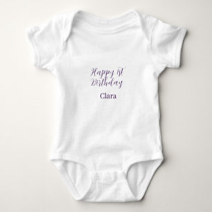 Alles Gute zum 1. Geburtstag orange lila Boho Retr Baby Strampler