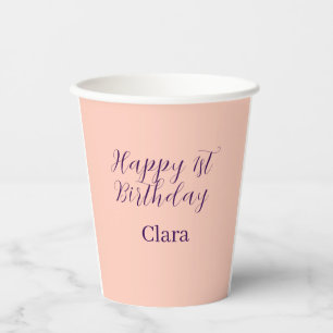 Alles Gute zum 1. Geburtstag orange lila Boho Retr Pappbecher
