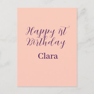 Alles Gute zum 1. Geburtstag orange lila Boho Retr Postkarte