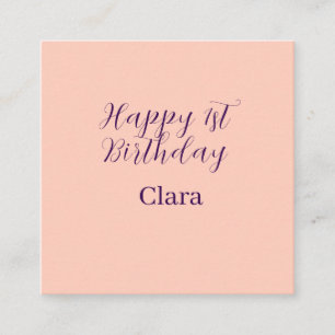 Alles Gute zum 1. Geburtstag orange lila Boho Retr Quadratische Visitenkarte