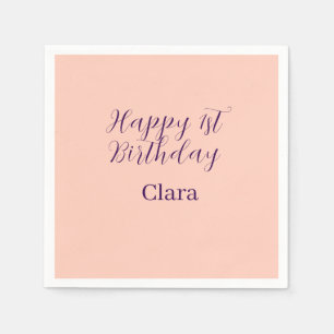 Alles Gute zum 1. Geburtstag orange lila Boho Retr Serviette