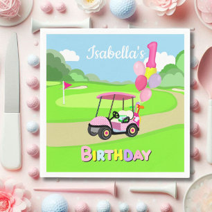 Alles Gute zum 1. Geburtstag Polka Dot Pink Girly  Serviette