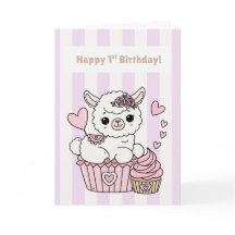 Alles Gute zum 1. Geburtstag Süße Llama Mädchen Ka