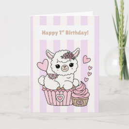 Alles Gute zum 1. Geburtstag Süße Llama Mädchen Ka Karte