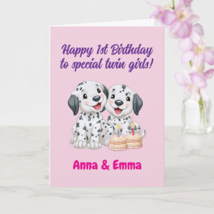 Alles Gute zum 1. Geburtstag Zwilling Mädchen, süß Karte