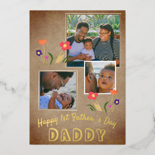 Alles Gute zum 1. Vaterstag Daddy Flower 3 Foto Go Folien Feiertagskarte