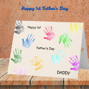 Alles Gute zum 1. Vatertag Daddy Kinderhandabdruck Karte