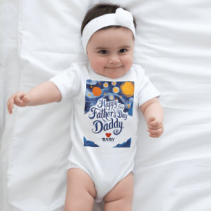 Alles Gute zum 1. Vatertag, Papa! Herz/Individuell Baby Strampler