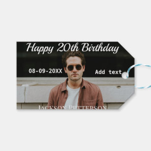 Alles Gute zum 20. Geburtstag einfaches Foto hinzu Geschenkanhänger