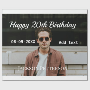 Alles Gute zum 20. Geburtstag einfaches Foto hinzu Geschenkpapier