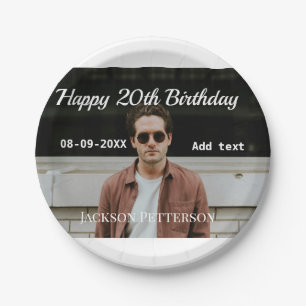 Alles Gute zum 20. Geburtstag einfaches Foto hinzu Pappteller
