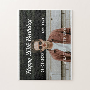 Alles Gute zum 20. Geburtstag einfaches Foto hinzu Puzzle