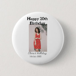 Alles Gute zum 20. Geburtstag Foto modern, schlich Button