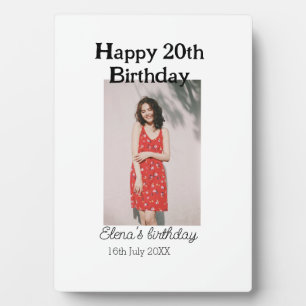 Alles Gute zum 20. Geburtstag Foto modern, schlich Fotoplatte
