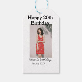 Alles Gute zum 20. Geburtstag Foto modern, schlich Geschenkanhänger