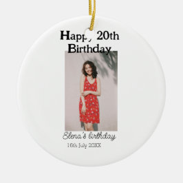 Alles Gute zum 20. Geburtstag Foto modern, schlich Keramik Ornament