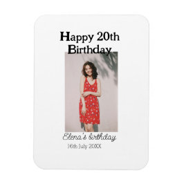 Alles Gute zum 20. Geburtstag Foto modern, schlich Magnet