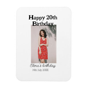 Alles Gute zum 20. Geburtstag Foto modern, schlich Magnet