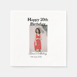 Alles Gute zum 20. Geburtstag Foto modern, schlich Serviette