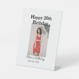 Alles Gute zum 20. Geburtstag Foto modern, schlich Sockelschild