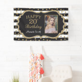 Alles Gute zum 20. Geburtstag! Gold Glitzer Foto Banner (Insitu)