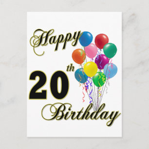 Alles Gute zum 20. Geburtstag mit Balloons Postkarte