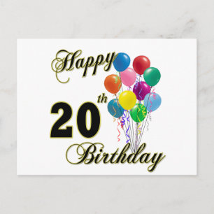 Alles Gute zum 20. Geburtstag mit Balloons Postkarte