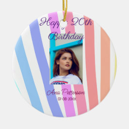 Alles Gute zum 20. Geburtstag Regenbogen rustikale Keramik Ornament