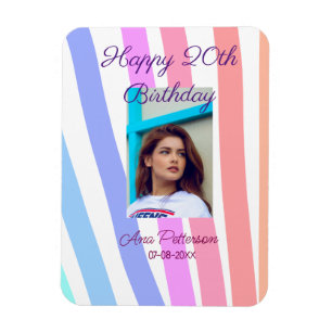 Alles Gute zum 20. Geburtstag Regenbogen rustikale Magnet